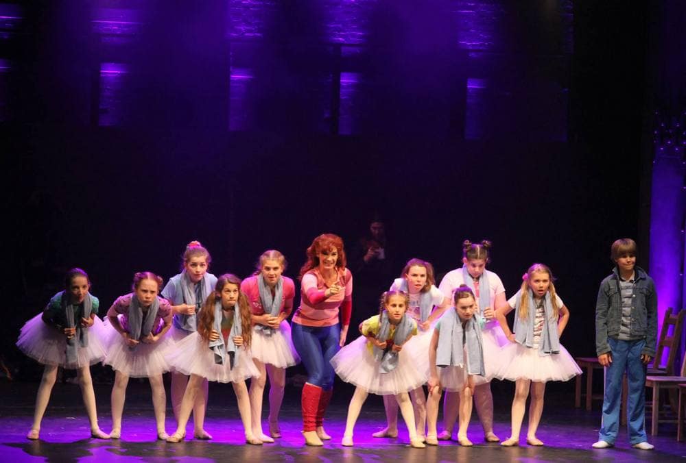 Mrs. Wilkinson (Christine Negerbon), Billy (Jamie Mann) and the Ballet Girls