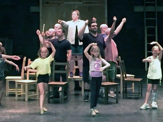 Cast of BETM at the Fairfield Summer Theatre Rehearse "Solidarity"