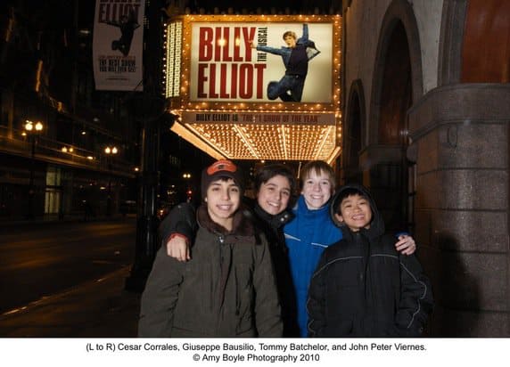 The Four Chicago Billys Outside the Oriental Theatre (l-r Cesar Corrales, Giuseppe Bausilio, Tommy Batchelor and JP Viernes)