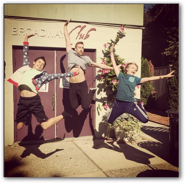 Billys & Older Billy (l-r Nicholas Dantes (Bill), Maximilien Baud (Older Billy) and Brooks Landegger (Billy)