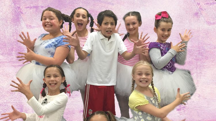 Asher Alcantara (Billy) and the Ballet Girls.